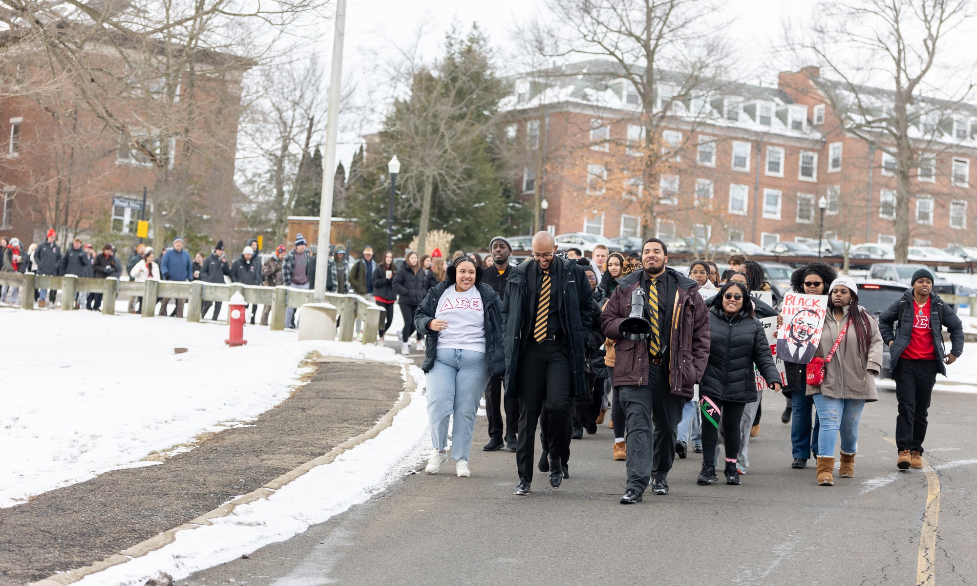 The MLK march attracted hundreds of marchers despite below-freezing temperatures. 