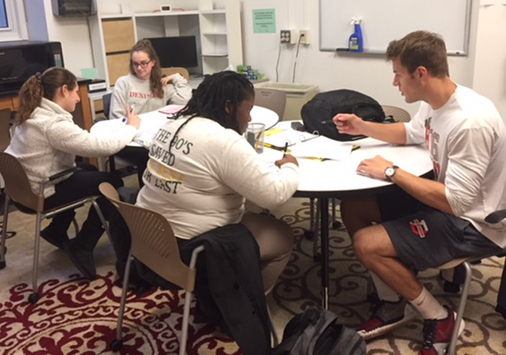 Students in the tutoring center