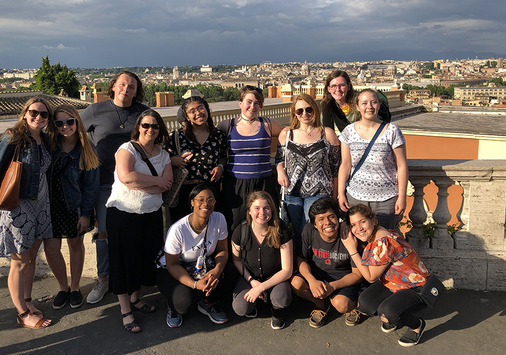 Denison students and faculty take in a view of Rome