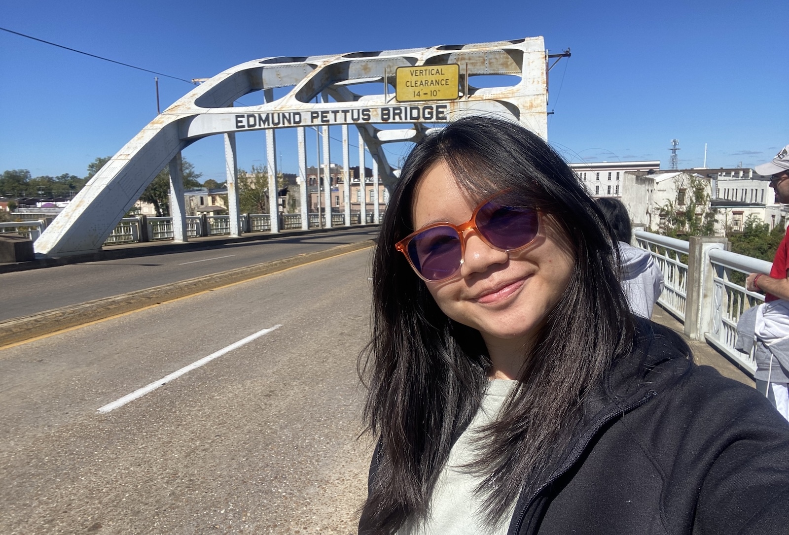 Nancy Tran ’26 on Edmund Pettus Bridge in Selma, Alabama