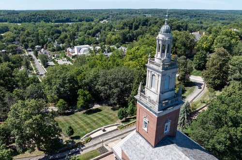 A photo of campus from above Swasey Chapel.