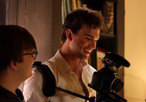 Cinema major Arman Meinecke '21 in the midst of creating a film